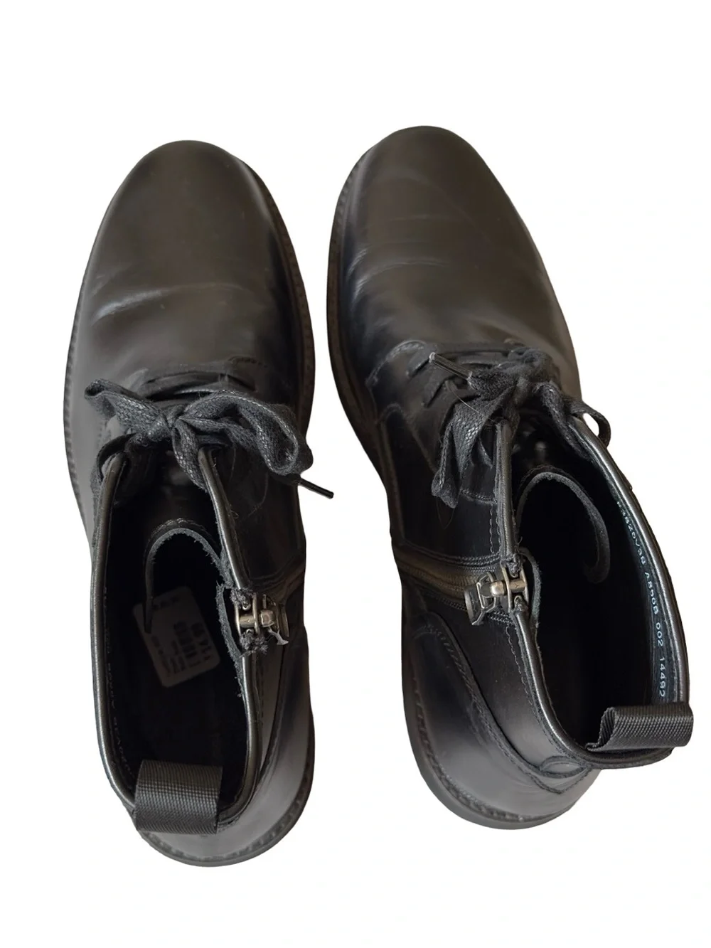 John Varvatos Men's Mineral Black Brooklyn Lug Lace Boots - SIZE 12
